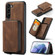 JEEHOOD Magnetic Zipper Horizontal Flip Leather Phone Case for Samsung Galaxy S24+ 5G - Brown