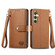 Love Zipper Lanyard Leather Phone Case for Samsung Galaxy S24+ 5G - Brown