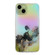 Laser Marble Pattern Clear TPU Shockproof Phone Case for iPhone 15 - Black