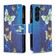 Colored Drawing Pattern Zipper Leather Phone Case for Samsung Galaxy S24+ 5G - Gold Butterfly