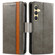 CaseNeo Splicing Dual Magnetic Buckle Leather Phone Case for Samsung Galaxy S24+ 5G - Gray