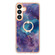 Electroplating Marble Dual-side IMD Phone Case with Ring for Samsung Galaxy S24+ 5G - Purple 016