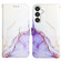 PT003 Marble Pattern Flip Leather Phone Case for Samsung Galaxy S24+ 5G - White Purple