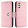 Rhombic Texture Flip Leather Phone Case with Lanyard for Samsung Galaxy S24+ 5G - Pink