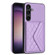 Rhombic Texture Card Bag RFID Phone Case with Long Lanyard for Samsung Galaxy S24+ 5G - Light Purple