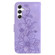 Lily Embossed Leather Phone Case for Samsung Galaxy S24+ 5G - Purple