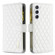 Diamond Lattice Zipper Wallet Leather Flip Phone Case for Samsung Galaxy S24+ 5G - White
