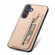 Carbon Fiber Vertical Flip Zipper Phone Case for Samsung Galaxy S24+ 5G - Khaki