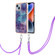 Electroplating Marble Dual-side IMD Phone Case with Lanyard for iPhone 15 - Purple 016
