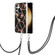 Electroplating Splicing Marble Flower IMD TPU Phone Case with Lanyard for Samsung Galaxy S24 5G - Black Flower