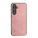 ABEEL Black Edge Two-color Calf Texture PU Phone Case for Samsung Galaxy S24 5G - Pink