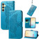 Butterfly Love Flower Embossed Leather Phone Case for Samsung Galaxy S24 5G - Blue