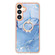 Electroplating Marble Dual-side IMD Phone Case with Ring for Samsung Galaxy S24 5G - Blue 018