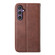 Cubic Grid Calf Texture Magnetic Leather Phone Case for Samsung Galaxy S24 5G - Brown