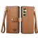 Love Zipper Lanyard Leather Phone Case for Samsung Galaxy S24 5G - Brown