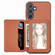 Carbon Fiber Magnetic Card Wallet RFID Blocking Phone Case for Samsung Galaxy S24 5G - Brown