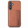 Carbon Fiber Magnetic Card Wallet RFID Blocking Phone Case for Samsung Galaxy S24 5G - Brown
