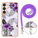 Electroplating Pattern IMD TPU Shockproof Case with Neck Lanyard for Samsung Galaxy S24 5G - Purple Flower