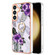 Electroplating Pattern IMD TPU Shockproof Case with Rhinestone Ring Holder for Samsung Galaxy S24 5G - Purple Flower