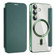 MagSafe Magnetic RFID Anti-theft Leather Phone Case for Samsung Galaxy S24 5G - Dark Green