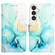 PT003 Marble Pattern Flip Leather Phone Case for Samsung Galaxy S24 5G - Green