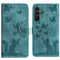 Butterfly Cat Embossing Flip Leather Phone Case for Samsung Galaxy S24 5G - Wathet