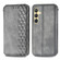 Cubic Grid Pressed Magnetic Leather Phone Case for Samsung Galaxy S24 5G - Grey