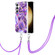 Electroplating IMD Splicing Dual-side Marble TPU Phone Case with Lanyard for Samsung Galaxy S24 5G - Dark Purple