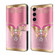 Crystal 3D Shockproof Protective Leather Phone Case for Samsung Galaxy S24 5G - Pink Bottom Butterfly