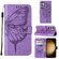 Embossed Butterfly Leather Phone Case for Samsung Galaxy S24 5G - Purple