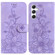 Lily Embossed Leather Phone Case for Samsung Galaxy S24 5G - Purple