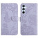 Skin Feel Butterfly Embossed Flip Leather Phone Case for Samsung Galaxy S24 5G - Purple