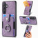 Retro Skin-feel Ring Card Wallet Phone Case for Samsung Galaxy S24 5G - Purple