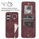 Retro Ring and Zipper RFID Card Slot Phone Case for Samsung Galaxy S24 5G - Wine Red