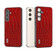 ABEEL Genuine Leather Crocodile Pattern Phone Case with Holder for Samsung Galaxy S24 5G - Red