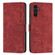 Skin Feel Stripe Pattern Leather Phone Case with Long Lanyard for Samsung Galaxy S24 5G - Red
