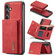 DG.MING M1 Series 3-Fold Multi Card Wallet + Magnetic Phone Case for Samsung Galaxy S24 5G - Red