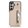 YM006 Skin Feel Zipper Card Bag Phone Case with Dual Lanyard for Samsung Galaxy S24 5G - Apricot