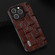 ABEEL Genuine Leather Mahjong Pattern Black Edge Phone Case for iPhone 15 Pro Max - Brown