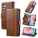 CaseNeo Splicing Dual Magnetic Buckle Leather Phone Case for Samsung Galaxy A15 - Brown