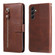 Fashion Calf Texture Zipper Leather Phone Case for Samsung Galaxy A15 - Brown