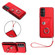 4G Global Organ Card Bag Ring Holder PU Phone Case with Lanyard for Samsung Galaxy A15 - Red