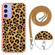 5G Electroplating Dual-side IMD Phone Case with Lanyard for Samsung Galaxy A15 - Leopard Print
