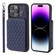 Grid Texture Card Bag Phone Case with Lanyard for iPhone 15 Pro Max - Blue