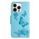 Butterfly Embossed Flip Leather Phone Case for iPhone 15 Pro Max - Blue