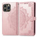 Mandala Flower Embossed Leather Phone Case for iPhone 15 Pro Max - Rose Gold