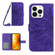 Skin Feel Sun Flower Embossed Flip Leather Phone Case with Lanyard for iPhone 15 Pro Max - Dark Purple