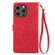 Embossed Flower Zipper Leather Phone Case for iPhone 15 Pro Max - Red