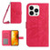 Skin Feel Sun Flower Embossed Flip Leather Phone Case with Lanyard for iPhone 15 Pro Max - Rose Red