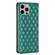 Diamond Lattice Magnetic Leather Flip Phone Case for iPhone 15 Pro Max - Green